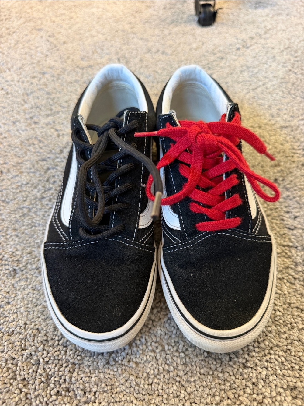Vans Kids Black Skate Sneakers with Red and Black Laces